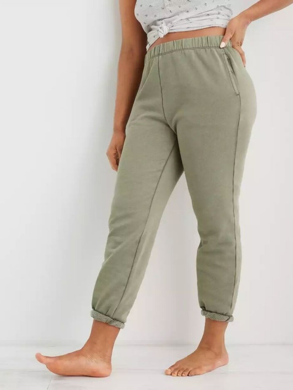 Aerie Fleece Of Mind Olive Green High Rise Jogger Sweatpants